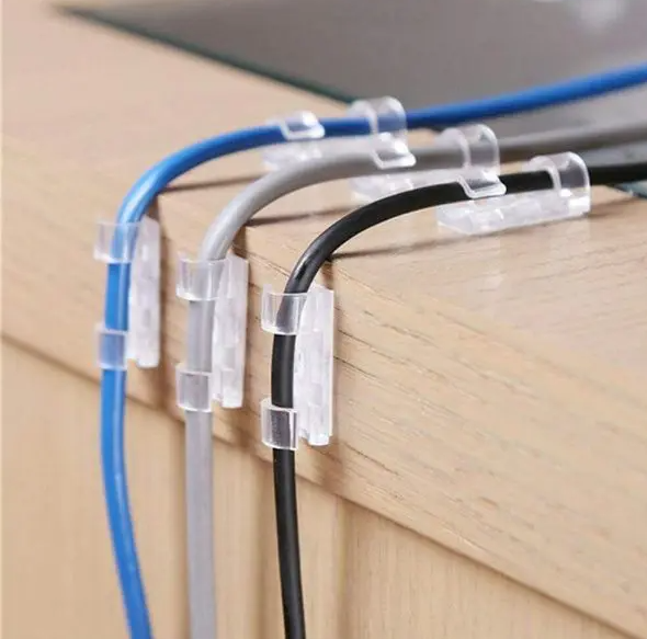 40Pcs Transparent Self-Adhesive Cable Clips & Wire Organizer – Strong Sticky Desktop Cable Holder for USB, Charging, Data, LAN & Earphone Wires (2 Packet)
